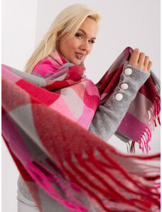 Fashionhunters Pink and red checkered women's scarf