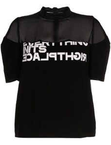 sacai slogan-print cotton T-shirt - Black