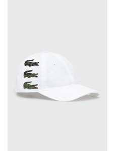 Lacoste șapcă de baseball din bumbac culoarea alb, cu imprimeu, RK3523 001