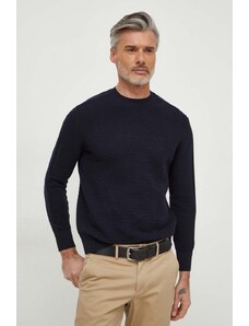 Armani Exchange pulover de bumbac culoarea albastru marin, light