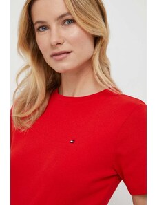 Tommy Hilfiger tricou din bumbac femei, culoarea roșu WW0WW40587