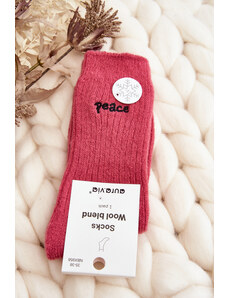 Kesi Women's warm socks with pink lettering