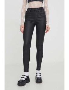Abercrombie & Fitch pantaloni femei, culoarea negru, mulata, high waist