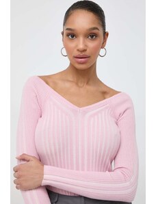 Guess pulover femei, culoarea roz, light
