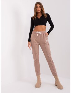 Fashionhunters Dark beige sweatpants with pockets