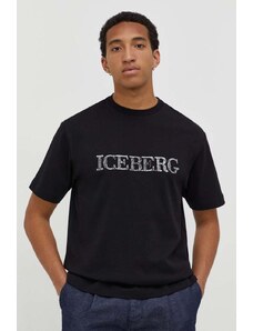 Iceberg tricou din bumbac barbati, culoarea negru, cu imprimeu