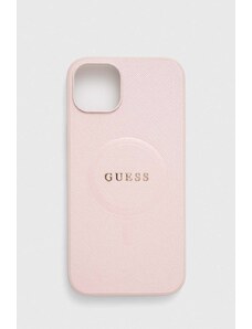 Guess husă pentru telefon iPhone 15 Plus / 14 Plus 6.7'' culoarea roz