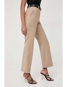 Ivy Oak pantaloni din lână culoarea bej, drept, high waist IO115166