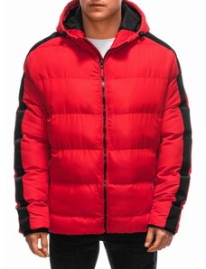EDOTI Men's quilted winter jacket - red V2 EM-JAHP-0101
