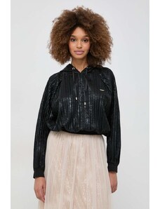 Liu Jo bluza femei, culoarea negru, cu glugă, modelator