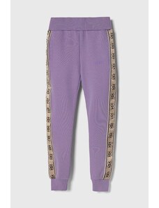 Guess pantaloni de trening pentru copii culoarea violet, cu imprimeu