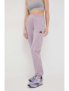 adidas Performance pantaloni de antrenament Woven culoarea roz, uni IL7365