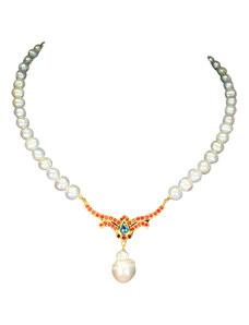 Frumoasa Venetiana Colier argint perle rubin