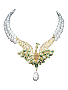 Frumoasa Venetiana Colier argint perle smarald