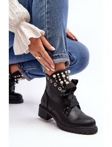 Kesi Embellished women's boots with zipper black Elonte