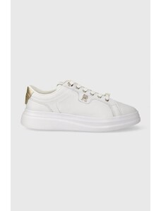 Tommy Hilfiger sneakers din piele POINTY COURT SNEAKER HARDWARE culoarea alb, FW0FW07780