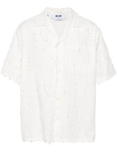 MSGM logo-tag textured-finish shirt - White