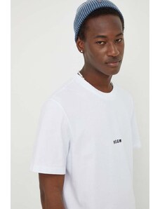 MSGM tricou din bumbac bărbați, culoarea alb, uni 2000MM500.200002