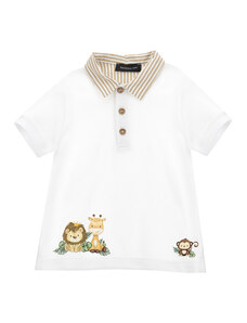 MONNALISA Piqué Polo Shirt With Little Animals
