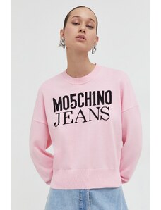Moschino Jeans pulover de bumbac culoarea roz, light