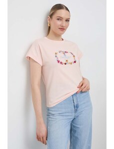 Twinset tricou din bumbac femei, culoarea roz