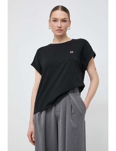 Twinset tricou din bumbac femei, culoarea negru