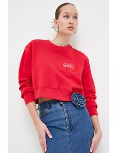 Moschino Jeans hanorac de bumbac femei, culoarea rosu, cu imprimeu
