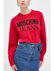 Moschino Jeans pulover de bumbac culoarea rosu, light