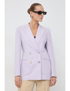 Twinset blazer din amestec de in culoarea violet, un singur rand de nasturi, neted