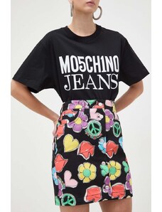 Moschino Jeans fusta jeans culoarea negru, mini, drept