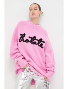 Rotate pulover de lana femei, culoarea roz, călduros