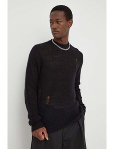 Won Hundred pulover de lână bărbați, culoarea negru, light 2704-11081