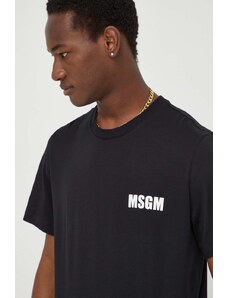 MSGM tricou din bumbac bărbați, culoarea negru, cu imprimeu 3640MM130.247002