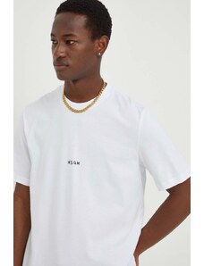 MSGM tricou din bumbac bărbați, culoarea alb, cu imprimeu 3640MM550.247002