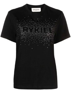 Sonia Rykiel beaded-logo cotton T-shirt - Black