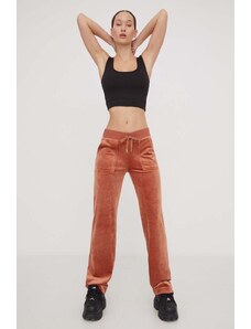 Juicy Couture pantaloni de trening din velur culoarea maro, neted