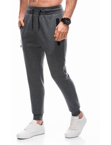 EDOTI Men's sweatpants with zippered pockets EM-PASK-0102 - graphite melange V7
