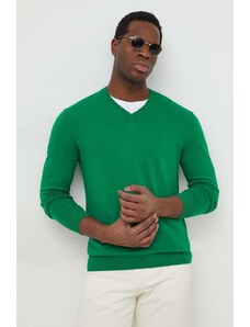 United Colors of Benetton pulover de bumbac culoarea verde, light