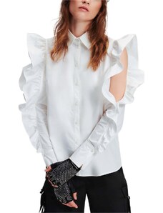 KARL LAGERFELD Cămaşă Ruffle Slv Poplin Shirt 240W1613 100 white