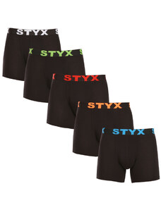 5PACK boxeri bărbați Styx long elastic sport negru (5U9602) XL