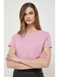Pinko tricou din bumbac femei, culoarea roz