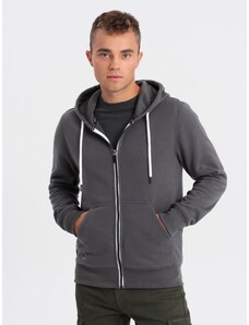 Ombre Clothing BASIC men's zip-up hoodie - graphite V10 OM-SSBZ-0118