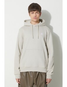 adidas Originals bluză Trefoil Essentials Hoody bărbați, culoarea gri, cu glugă, cu imprimeu, IR7785