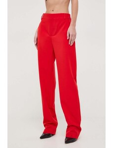 Moschino Jeans pantaloni femei, culoarea rosu, drept, high waist