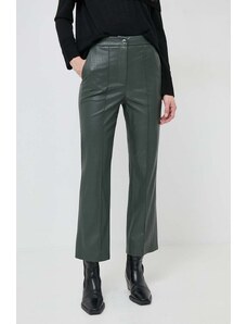 Max Mara Leisure pantaloni femei, culoarea verde, mulată, high waist 2416780000000