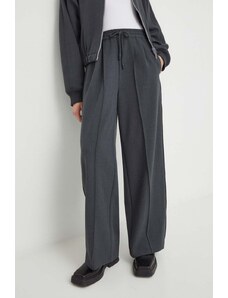 American Vintage pantaloni femei, culoarea gri, lat, high waist
