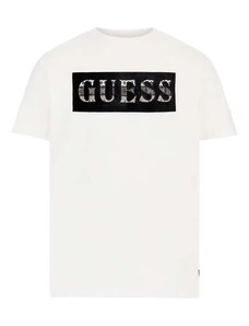 T-Shirt Ss Bsc Guess Velvet Logo Tee M4RI70K9RM1 g011 pure white