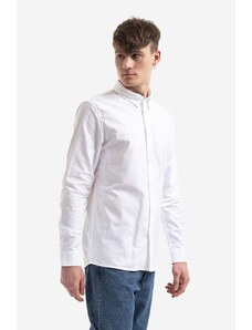 A.P.C. cămașă din bumbac Chemise Greg bărbați, culoarea alb, cu guler clasic, regular COECK.H12499-WHITE