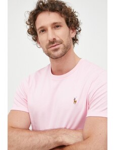 Polo Ralph Lauren tricou din bumbac culoarea roz, uni 710741000000