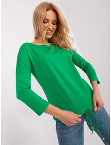 Fashionhunters Green blouse with 3/4 sleeves BASIC FEELING